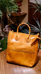 Leather Vertical Tote Bag