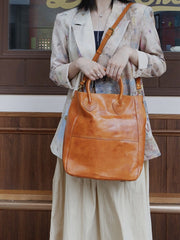 Leather Vertical Tote Bag