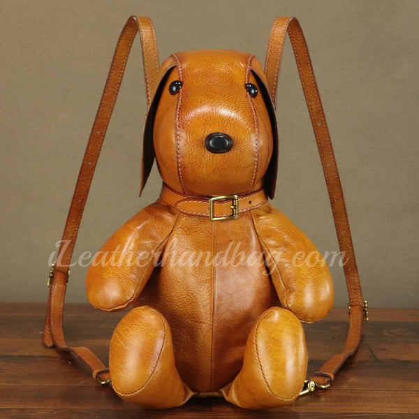 cute fake leather backpacks Puppy Dog Genuine Leather Small Backpack Women's Cute Leather Backpack – iLeatherhandbag
