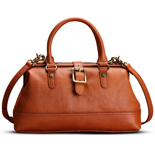 Womens Leather 12" Doctor's Bag Style Handbag Purse
