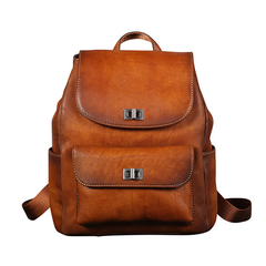 Distressed Leather Drawstring Backpack Bags