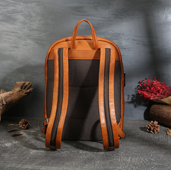 Mens Leather Zipper Backpack Laptop Bags