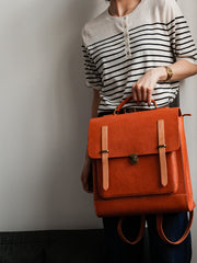 Handmade Leather Satchel Laptop Briefcase Backpack Bag