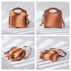 Women's Leather Small Satchel Top Handle Bag