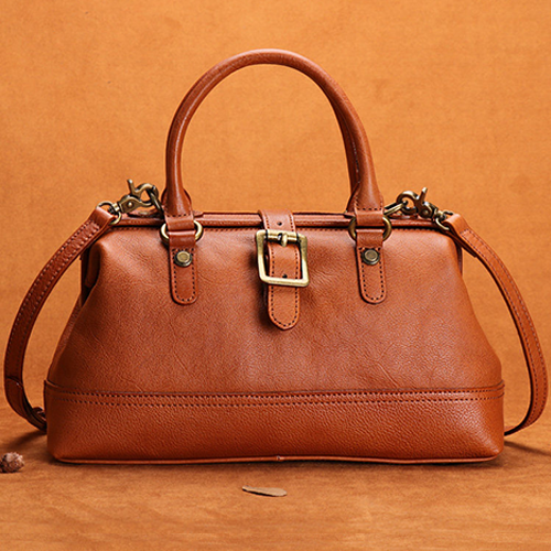 Womens Leather 12" Doctor's Bag Style Handbag Purse