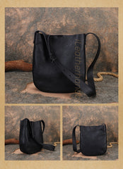 Women's Black Leather Hobo Shoulder Bag Genuine Leather Hobo Purses leather hobo crossbody purse