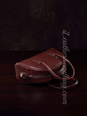 Genuine Leather Dome Satchel Handbag Women's Dome Satchel Bag 