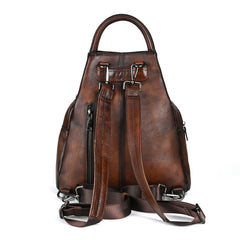 Distressed Cowhide Leather Backpack Anti Theft Leather Backpack Women