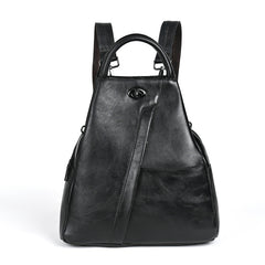 Vintage black Genuine Leather Backpack Purse Anti Theft Leather Backpack Women 