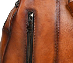 details of Distressed Cowhide Leather Backpack Anti Theft Leather Backpack Women