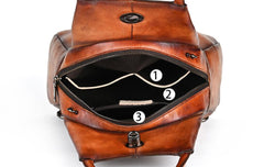 side of Vintage Genuine Leather Backpack Purse Anti Theft Leather Backpack Women 
