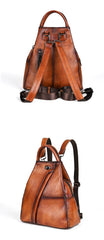 Distressed Cowhide Leather Backpack Anti Theft Leather Backpack Women