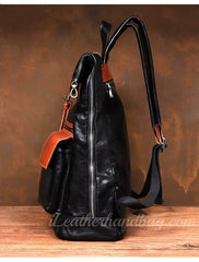 Black Genuine Leather Mens Backpack Mens Genuine Leather Backpack Mens Laptop 