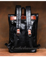 Black Genuine Leather Mens Backpack Mens Genuine Leather Backpack Mens Laptop 