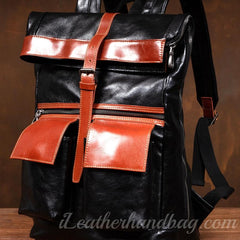 Black Genuine Leather Mens Backpack Mens Genuine Leather Backpack Mens Laptop 
