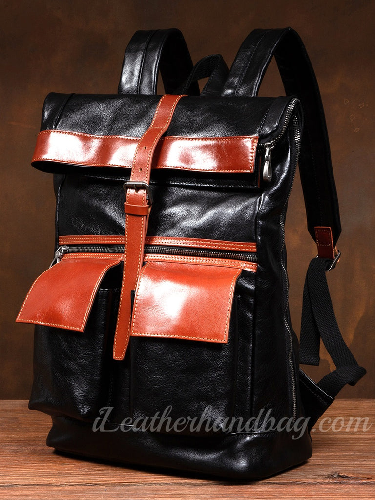 black and red leather backpack Black Genuine Leather Mens Backpack Mens Genuine Leather Backpack Mens – iLeatherhandbag