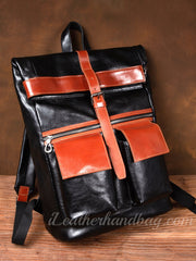 Black Genuine Leather Mens Backpack Mens Genuine Leather Backpack Mens Laptop 