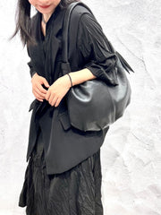 Black Leather Hobo Bag Slouchy Leather Bag Hobo Shoulder Purse 