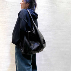 Slouchy Leather Bag hobo bag leather black