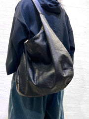 Black Leather Hobo Bag Slouchy Leather Bag