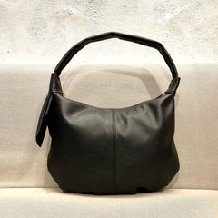 Black Leather Hobo Bag Slouchy Leather Bag Hobo Shoulder Purse 