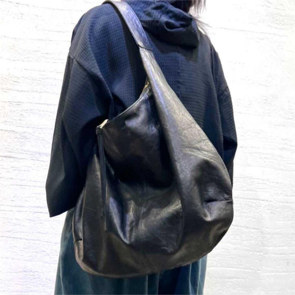 Slouchy Leather Bag Zipper Hobo Bag