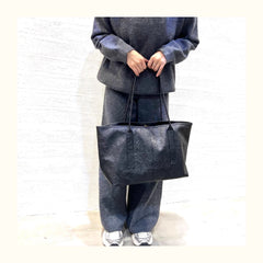 Black Leather Tote Bag Large Leather Tote Bag With Inner Pouch 