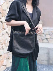 Black Studded Hobo Bag