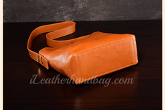 Leather Hobo Bag Brown Genuine Leather Bucket Bag Hobo Shoulder Purse Womens 