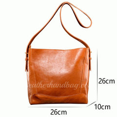 Leather Hobo Bag Brown Genuine Leather Bucket Bag Hobo Shoulder Purse Womens 