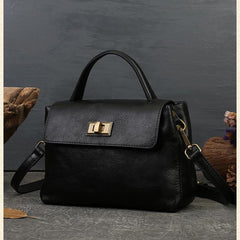 black Satchel bag Genuine Leather Satchel Cross Body Women's Satchel Purse 