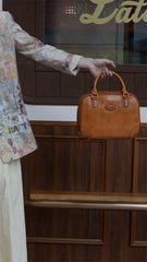 Leather Bowling Bag Purse