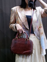 genuine Leather Bowler bag