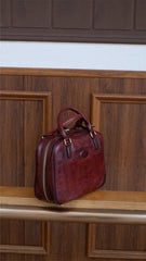 red  Leather Bowling Bag Purse