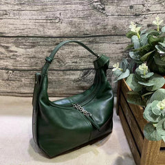 Women's Soft Genuine Leather Hobo Bag Cowhide Leather Crescent Shoulder Bag 