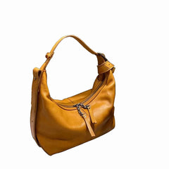Women's Soft Genuine Leather Hobo Bag Cowhide Leather Crescent Shoulder Bag 