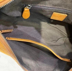 inside of Cowhide Leather Crescent Shoulder Bag 