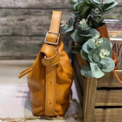 inside of Cowhide Leather Crescent Shoulder Bag 