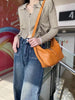 Women's Soft Genuine Leather Hobo Bag Cowhide Leather Crescent Shoulder Bag 