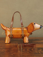 Genuine Leather Handbag Dachshund Shaped Bag Wiener Dog Shaped Bag Womens 