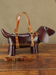 Genuine Leather Handbag Dachshund Shaped Bag Wiener Dog Shaped Bag Womens 