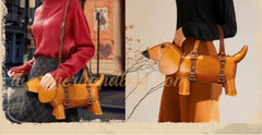 Genuine Leather Handbag Dachshund Shaped Bag Wiener Dog Shaped Bag Womens 