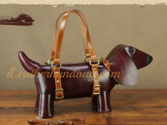 Genuine Leather Handbag Dachshund Shaped Bag Wiener Dog Shaped Bag Womens 