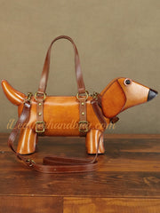 Genuine Leather Handbag Dachshund Shaped Bag Wiener Dog Shaped Bag Womens 