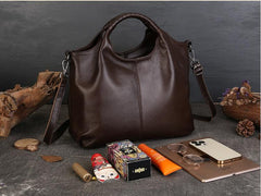 Women's Dark Brown Leather Handbag Dark Brown Leather Tote 