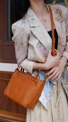 Floral Hollow Carving Leather Small Tote Bag