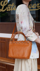 Floral Hollow Carving Leather Small Tote Bag