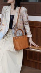 Floral Hollow Carving Leather Small Tote Bag