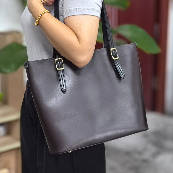 Full Grain Leather Tote Bag Chocolate Brown Tote Bag Womens 