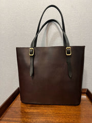 Full Grain Leather Tote Bag Chocolate Brown Tote Bag Womens 